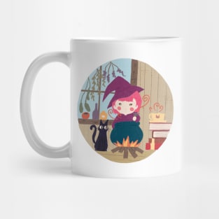 Cute Pink Witch Girl Illustration Mug